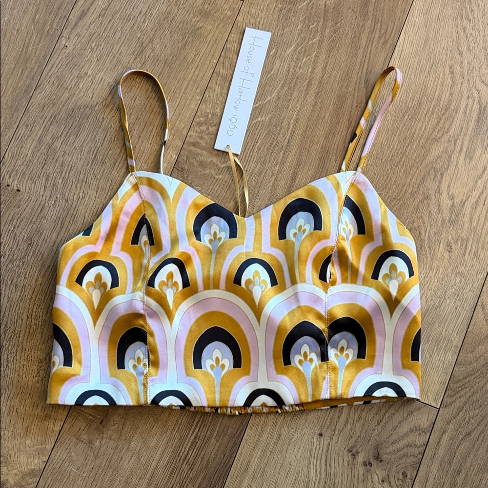 House of Harlow Vibrant Yellow and Pink Crop Top